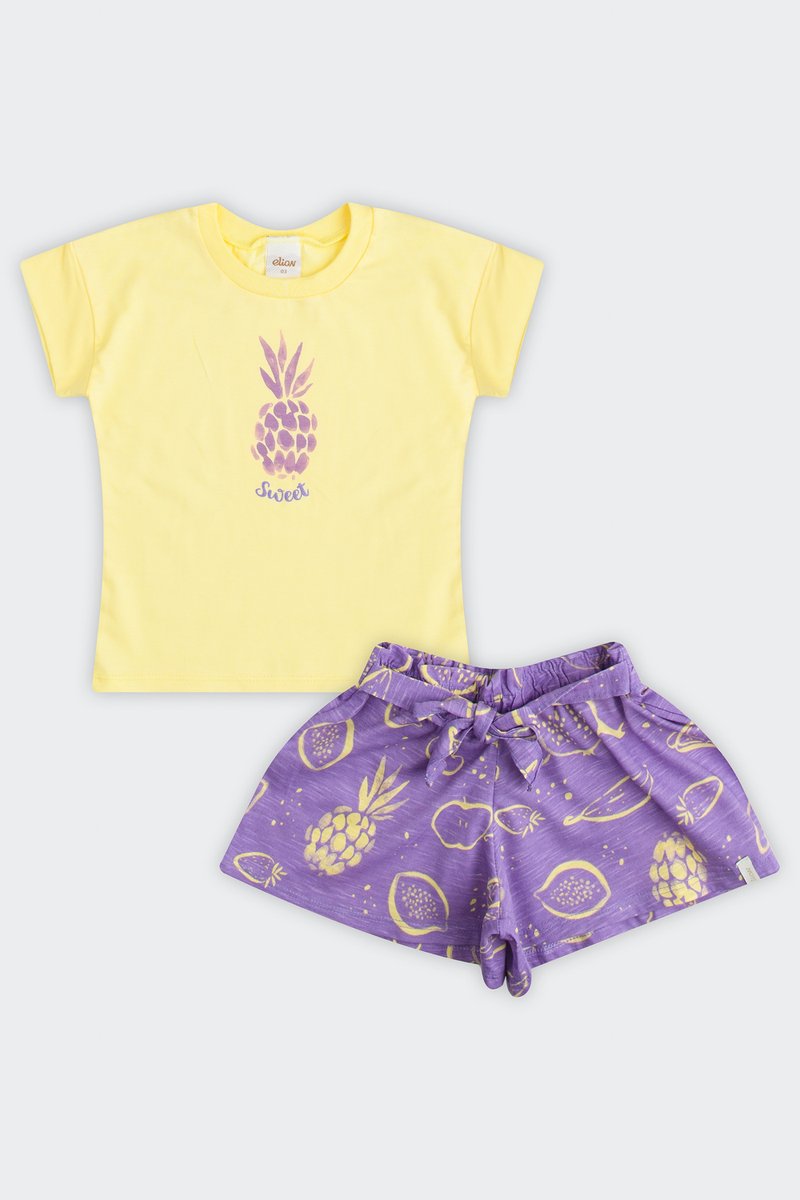 01 conjunto infantil menina abacaxi elian