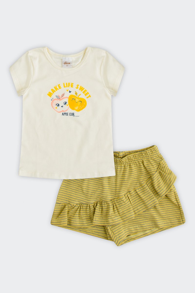 01 conjunto infantil menina apple club elian
