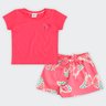 01 conjunto meia malha borboletas infantil menina elian