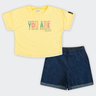 01 conjunto infantil menina short jeans elian