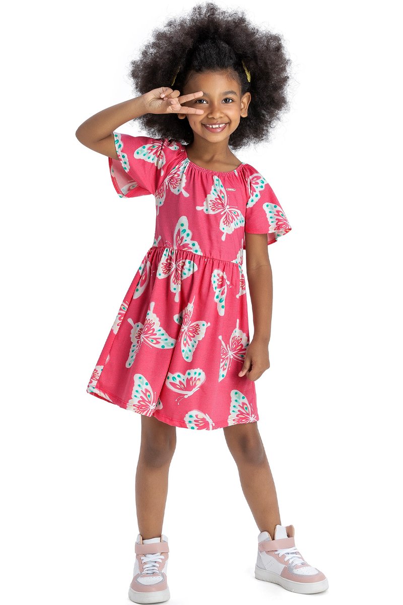 10 vestido infantil menina meia malha borboletas elian