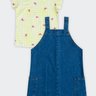 03 conjunto infantil menina blusa e vestido jeans elian