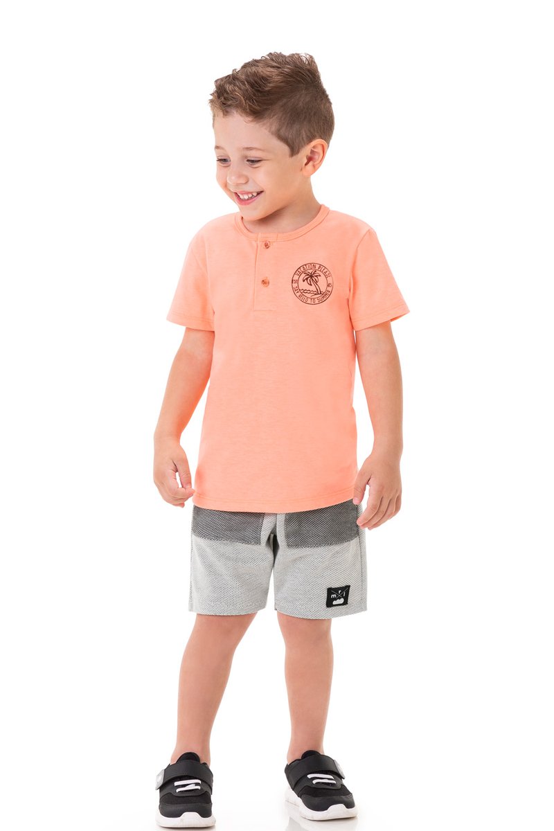 01 conjunto infantil menino camiseta e bermuda marlan