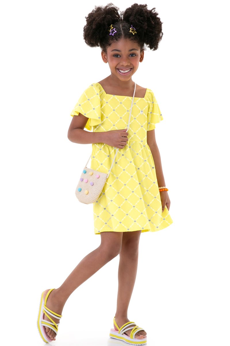 01 vestido infantil menina em meia malha puff marlan