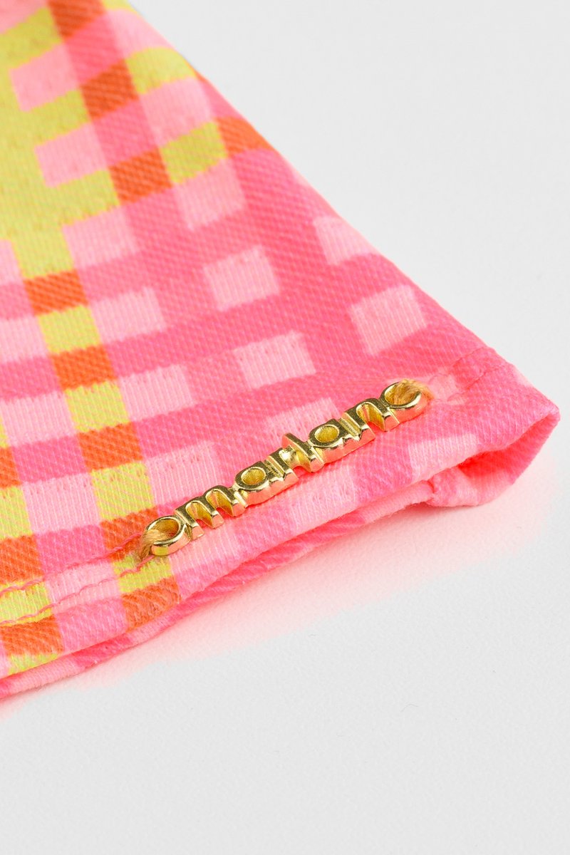 03 conjunto infantil menina saia em cotton madras marlan