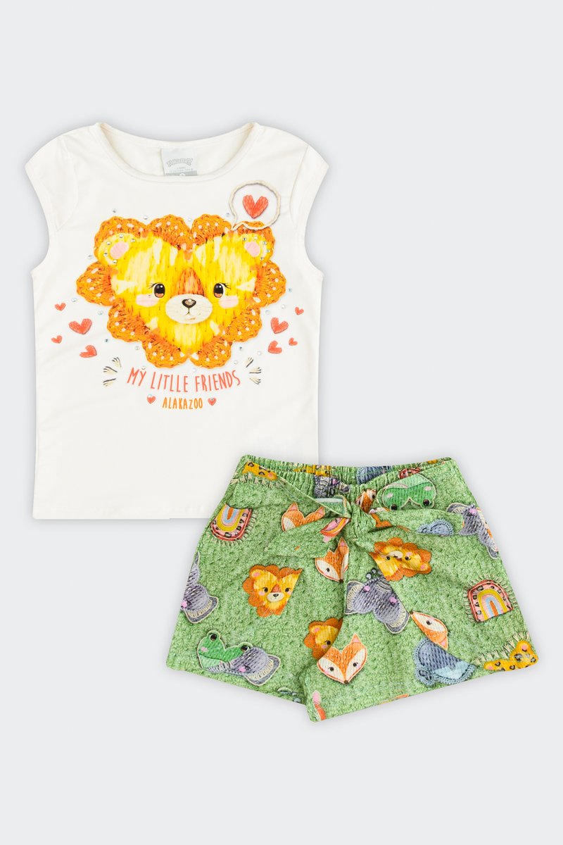 02 conjunto infantil menina safari alakazoo