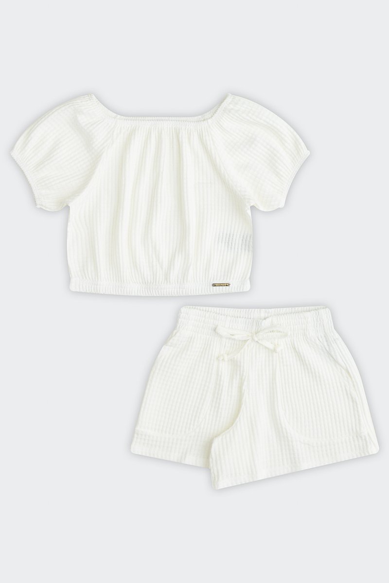 02 conjunto infantil menina em malha waffle alakazoo