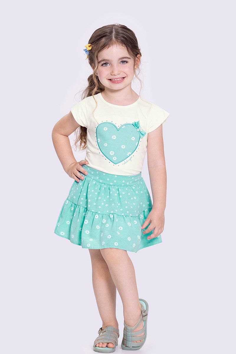 01 conjunto infantil menina doce flor alakazoo