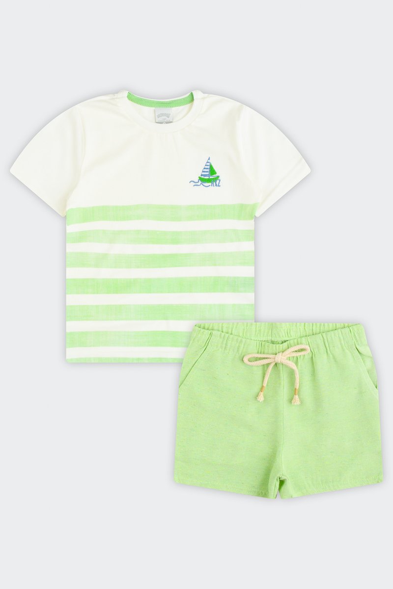 02 conjunto infantil menino camiseta e bermuda alakazoo