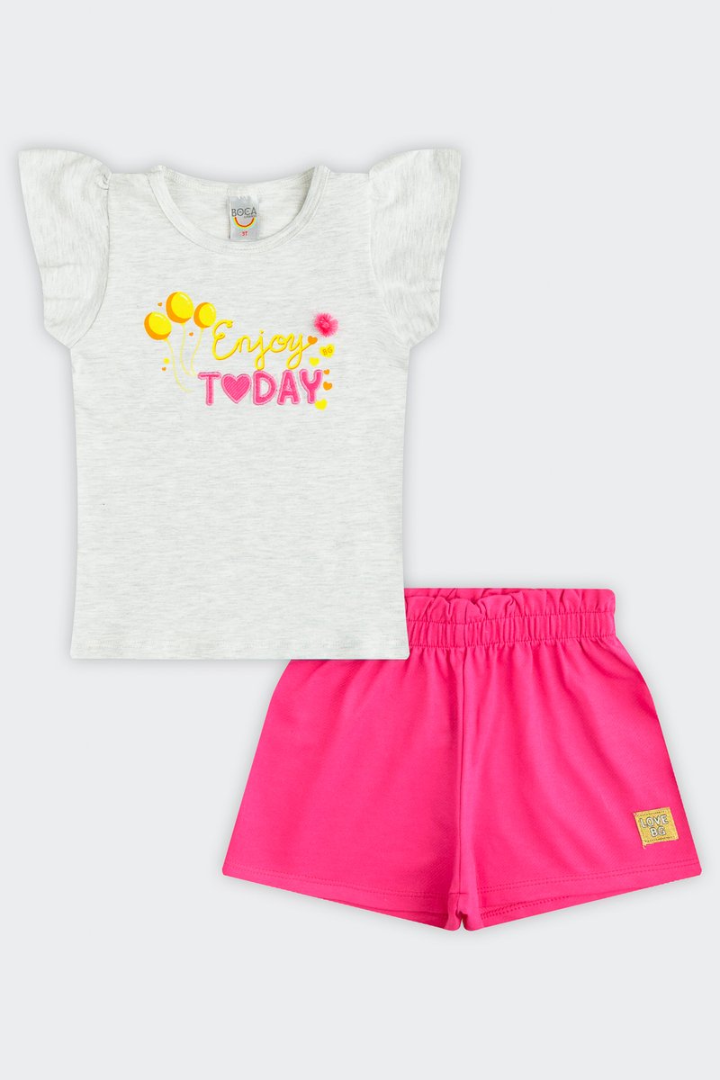 01 conjunto infantil menina enjoy today boca grande