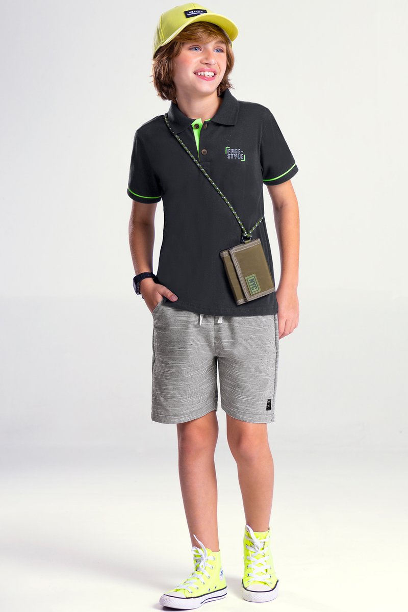 04 conjunto polo infantil menino freestyle boca grande