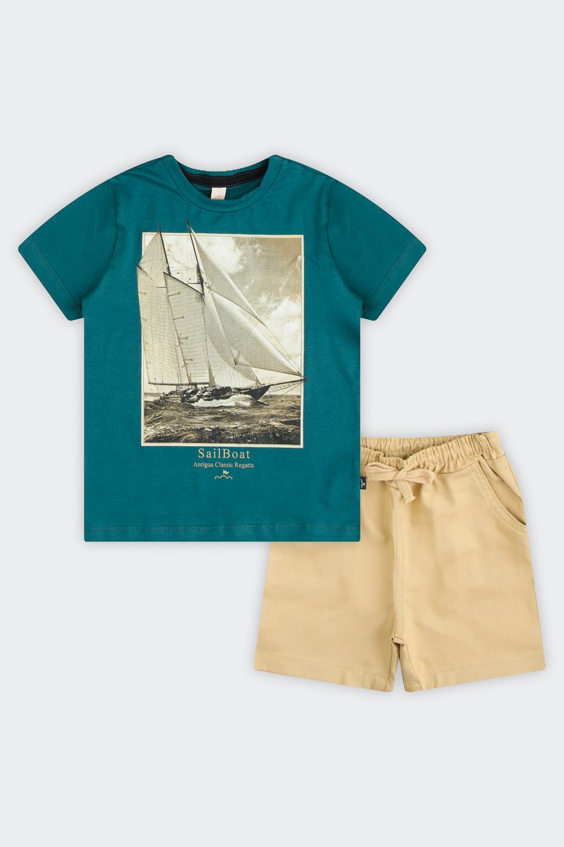 01 conjunto infantil menino barco glinny