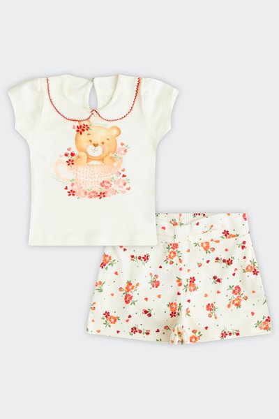 Conjunto Blusa Gola Boneca Bebê Menina Glinny Off White