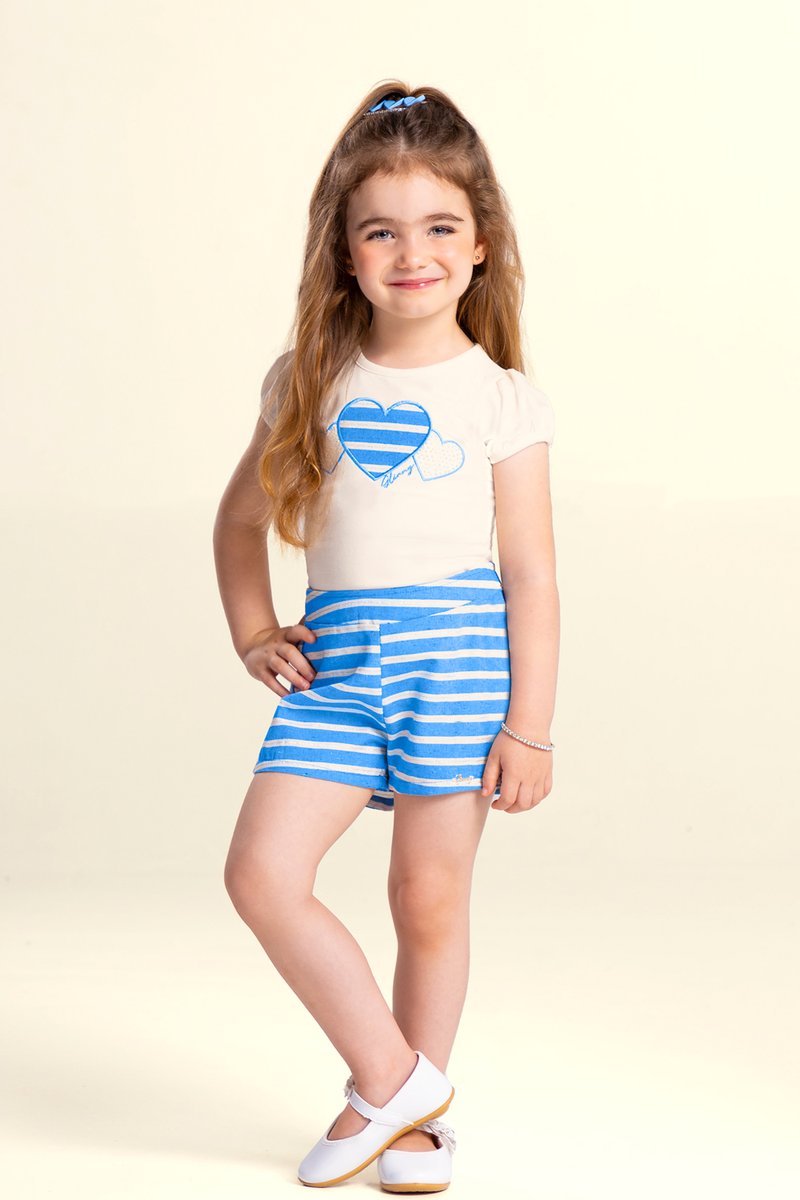 04 conjunto infantil menina short sarja eco glinny