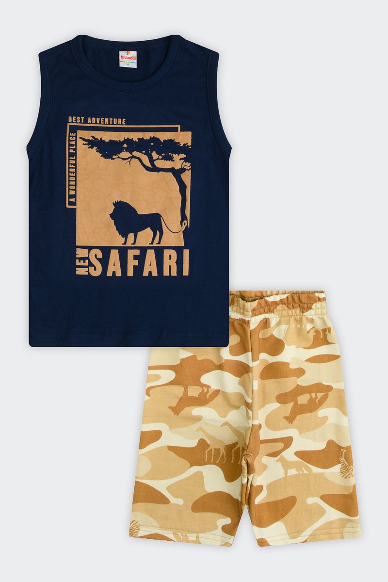 01 conjunto regata infantil menino safari brandili