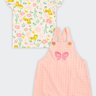 01 conjunto bebe menina blusa e jardineira brandili
