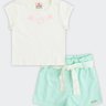 01 conjunto infantil menina cropped e short sarja brandili