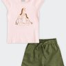 02 conjunto infantil menina short sarja linho mundi