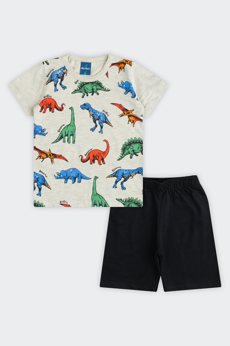 02 conjunto infantil menino dinossauros reirex