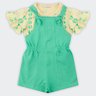 01 conjunto infantil menina blusa e jardineira fakini