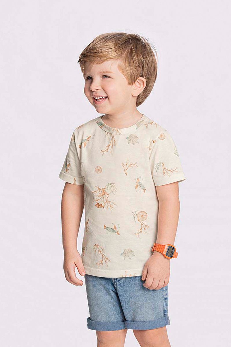01 camiseta infantil menino peixinhos alakazoo