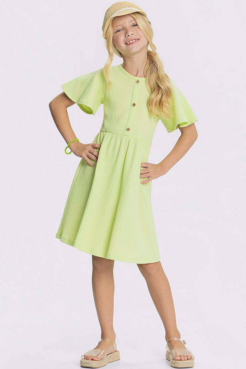 01 vestido malha waffle infantil menina alakazoo