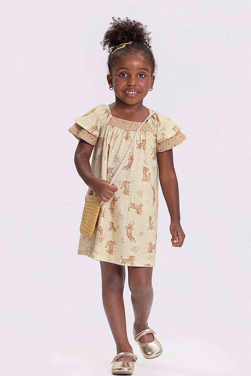 01 vestido infantil menina meia malha oncinha alakazoo