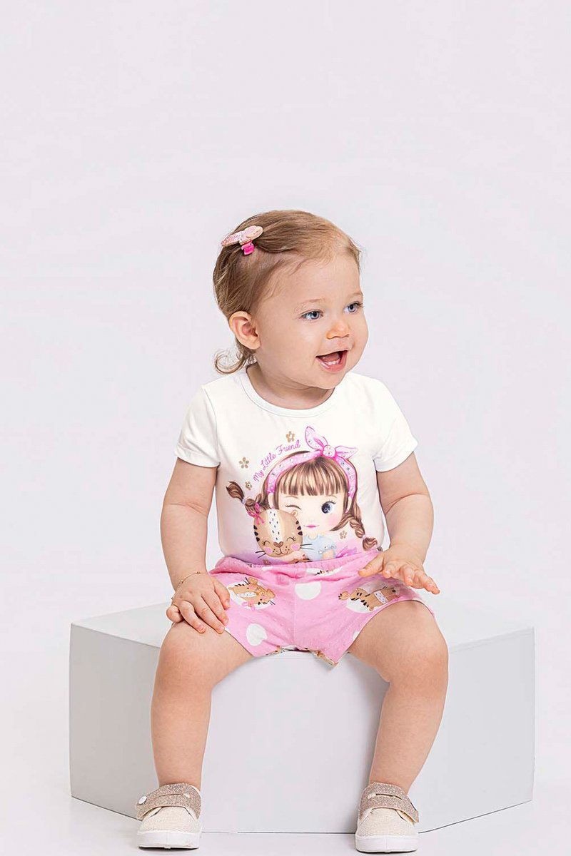 01 conjunto bebe menina little friend alakazoo