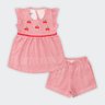 02 conjunto bebe menina malha nikko cerejas alakazoo