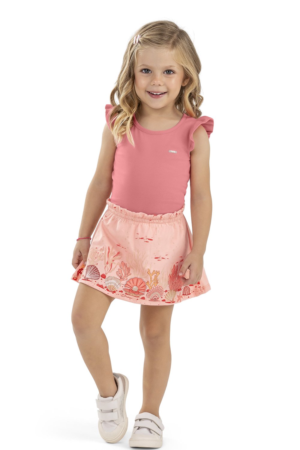 Conjunto Blusa e Saia Infantil Menina Elian Rosa
