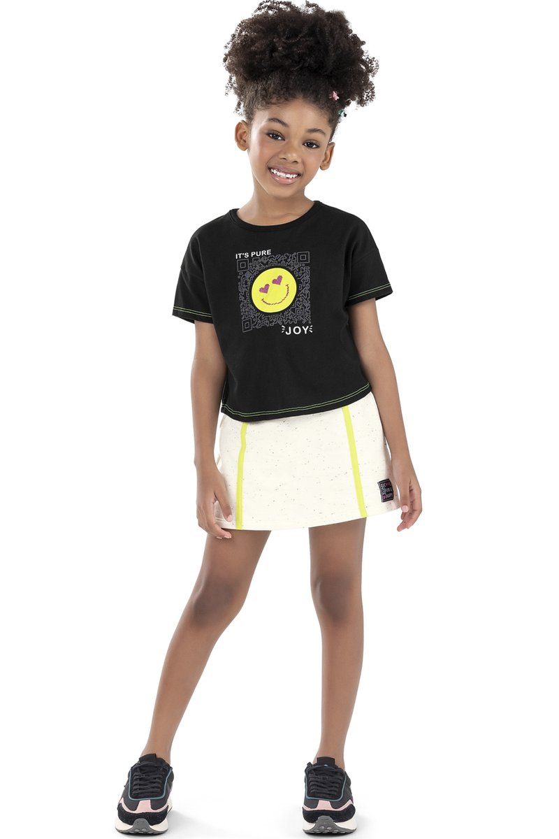 04 conjunto infantil menina blusa e short saia elian