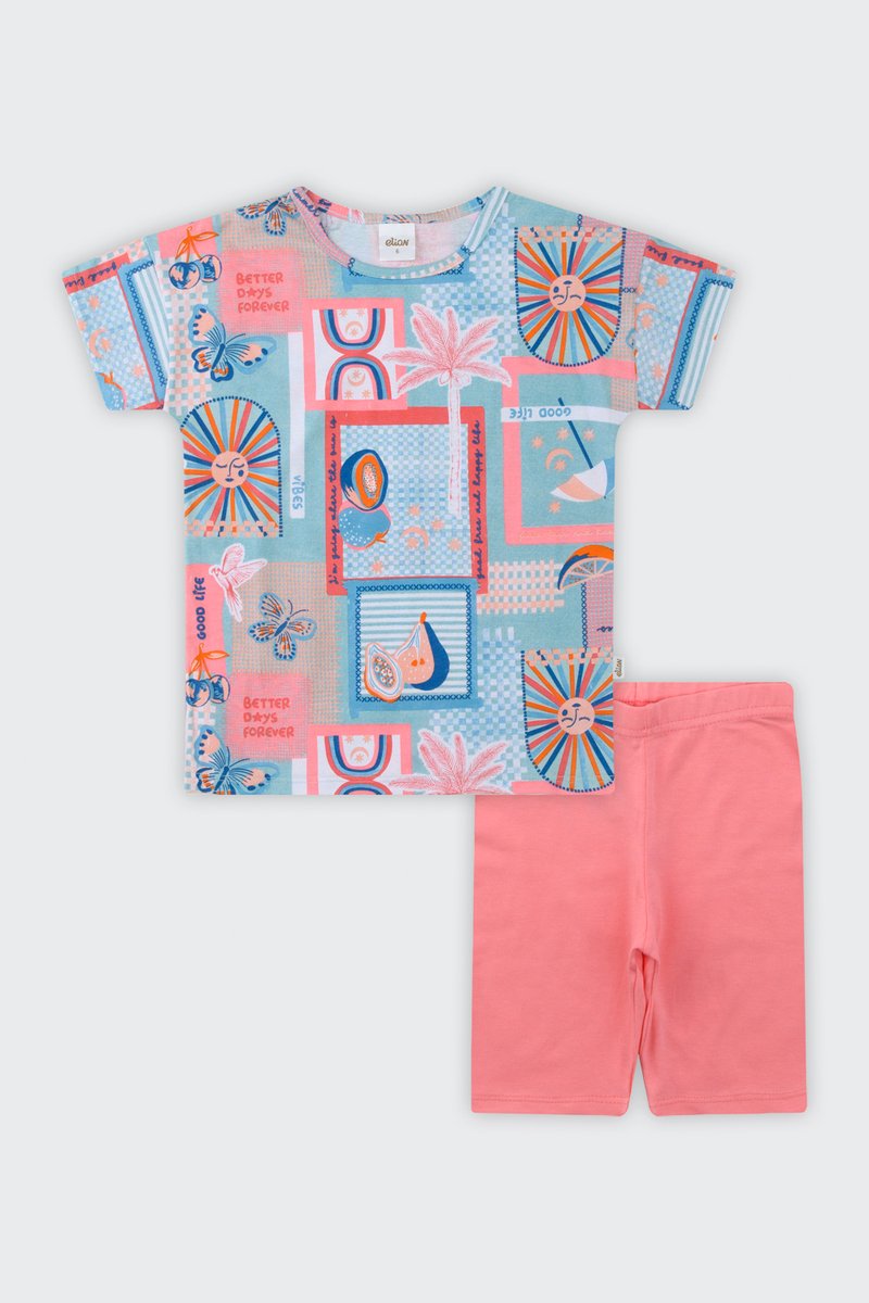 01 conjunto blusa e ciclista infantil menina elian