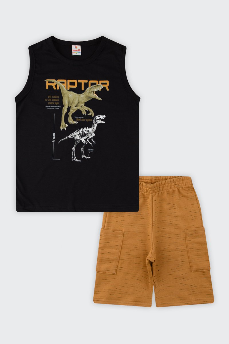 01 conjunto regata infantil menino raptor brandili