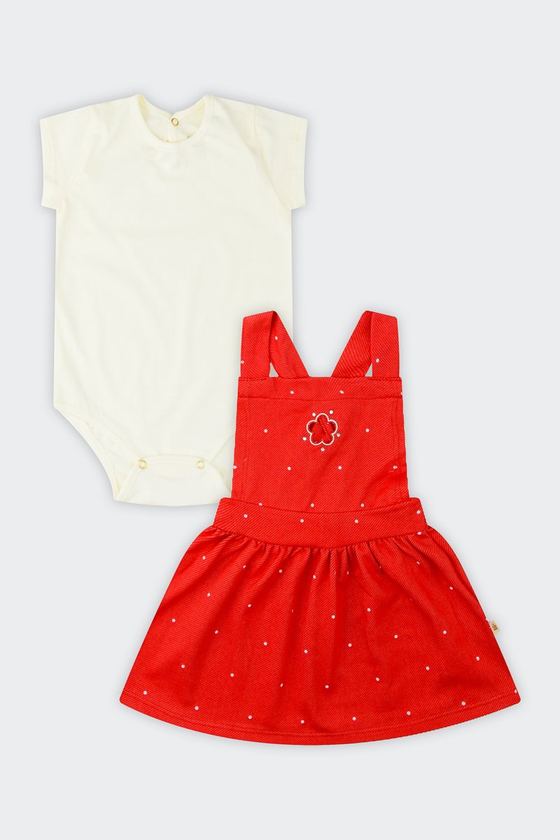 01 conjunto bebe menina body e salopete boca grande