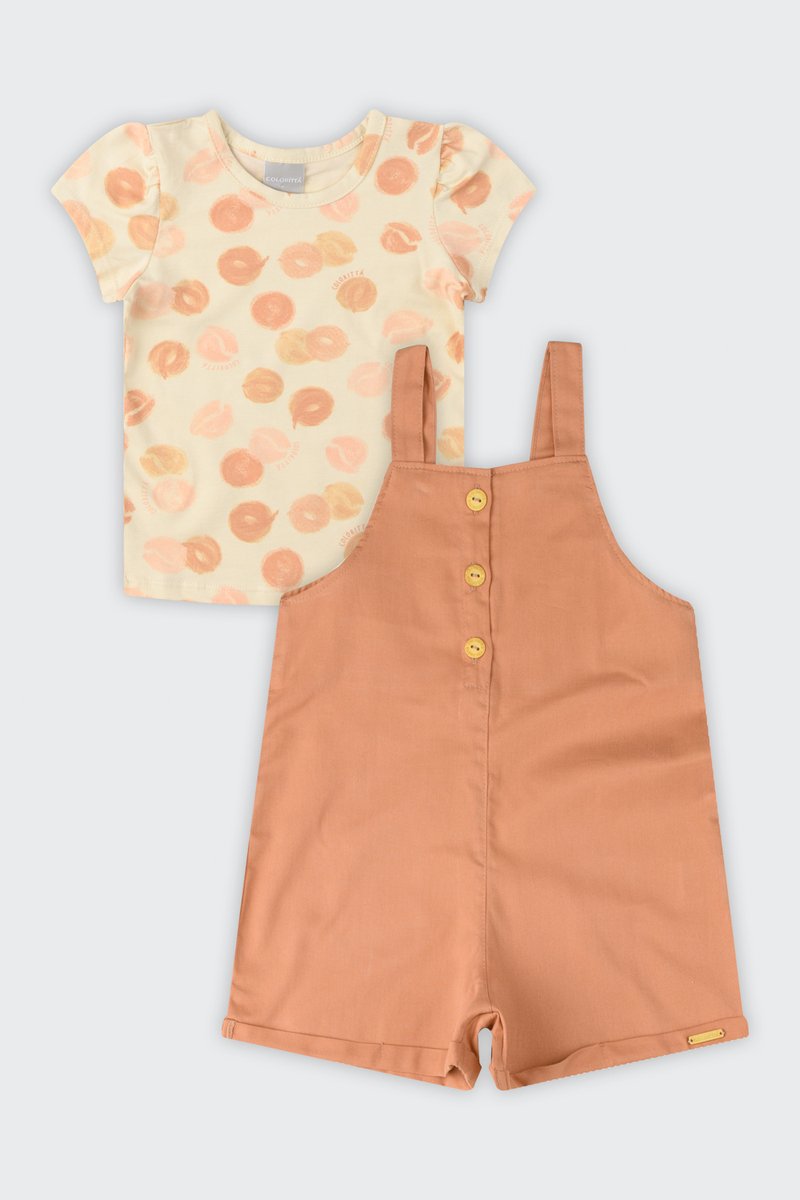 06 conjunto blusa e jardineira infantil menina coloritta