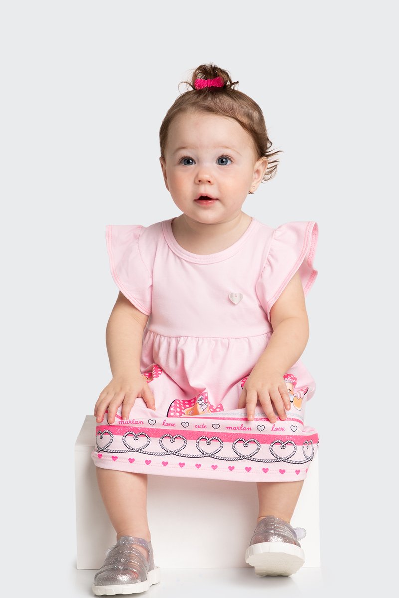 02 vestido bebe menina cotton ursinhos marlan