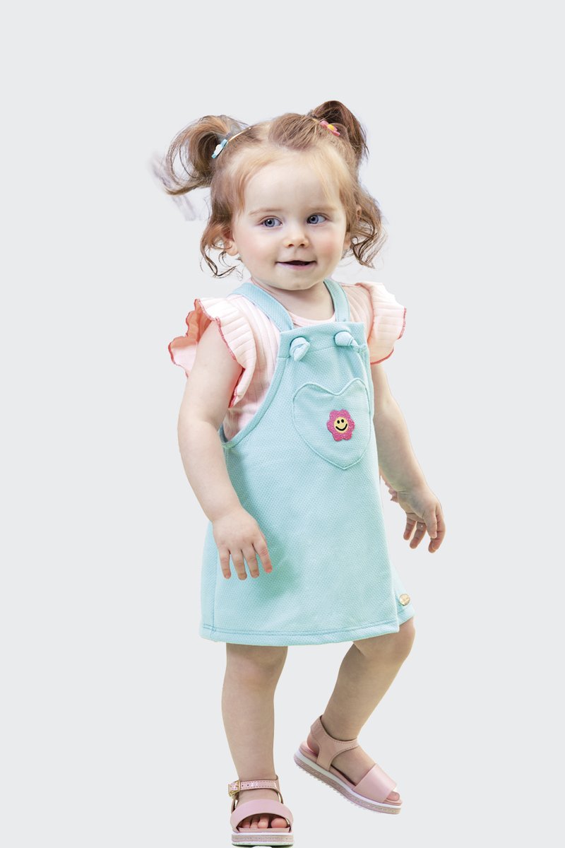 02 conjunto bebe menina body e salopete milli nina