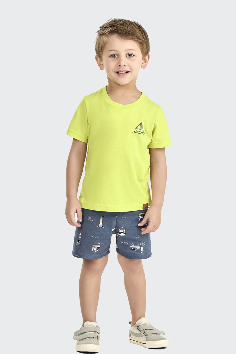 09 conjunto infantil menino camiseta e bermuda elian