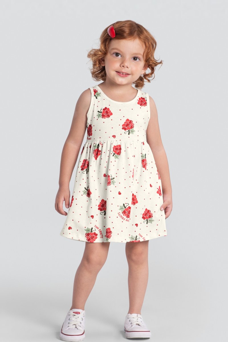 02 vestido infantil em meia malha estampada brandili