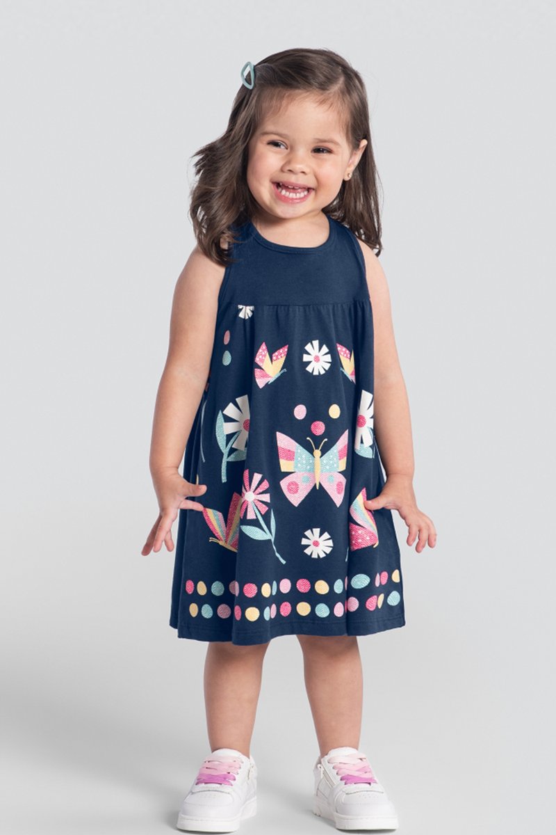 07 vestido infantil menina meia malha borboletas brandili