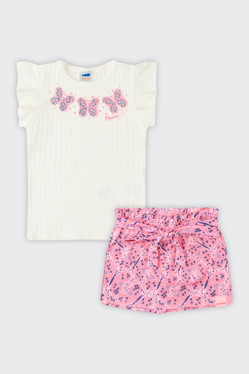 11 conjunto infantil menina blusa e short saia marlan