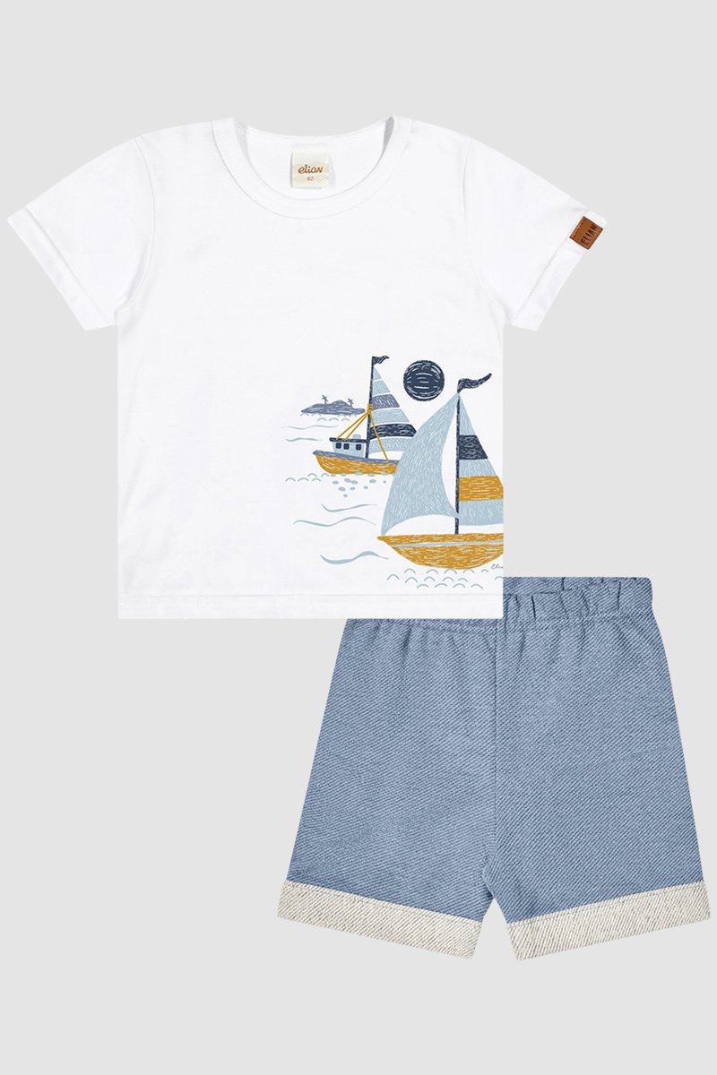 01 conjunto infantil menino barcos elian