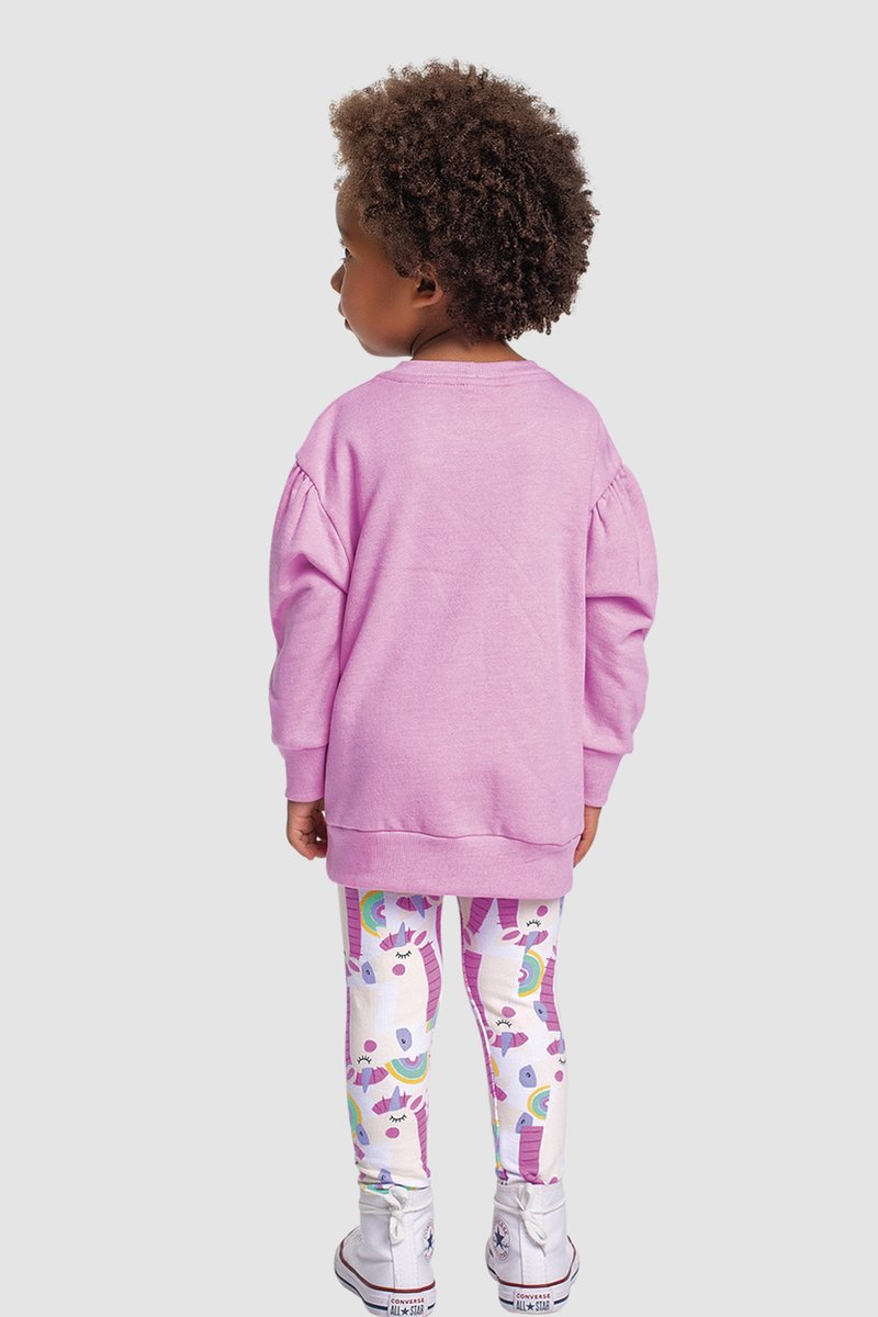 03 conjunto blusao moletom infantil menina unicornio fakini