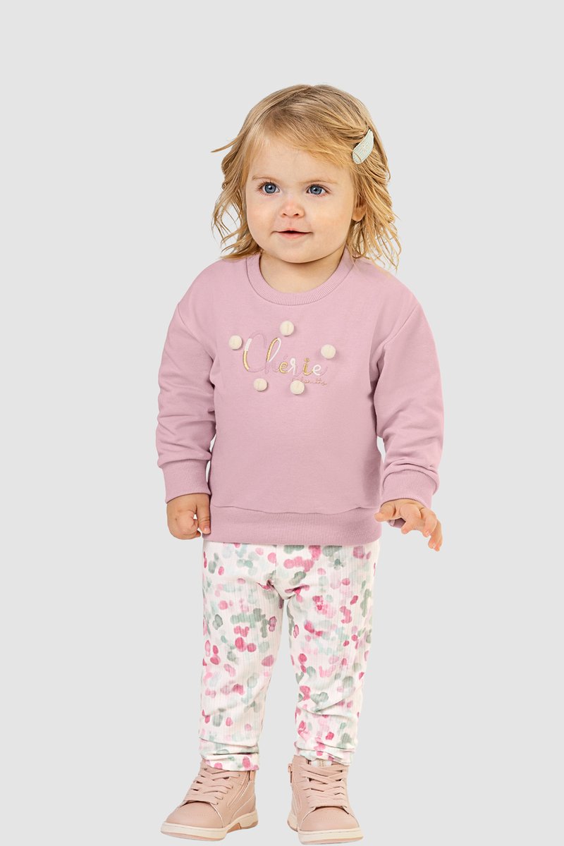 02 conjunto blusao molecotton bebe menina coloritta