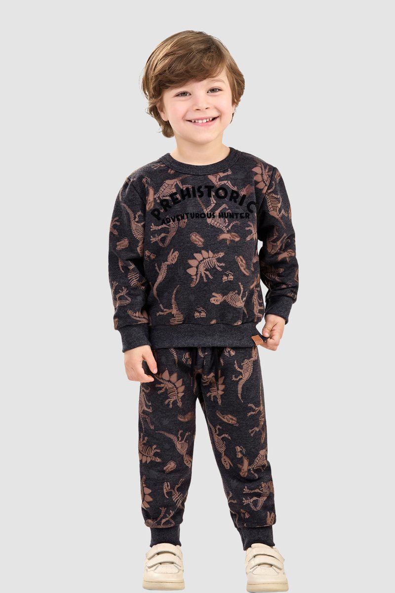 02 conjunto moletom colors infantil menino prehistoric elian