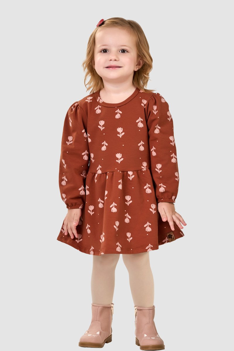 02 vestido manga longa infantil menina em molecotton elian