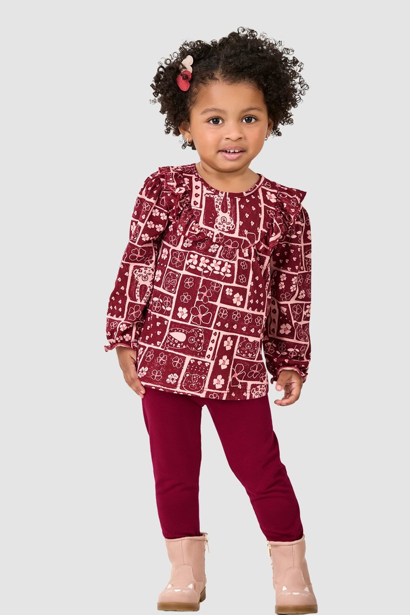 02 conjunto longo blusa estampada infantil menina elian