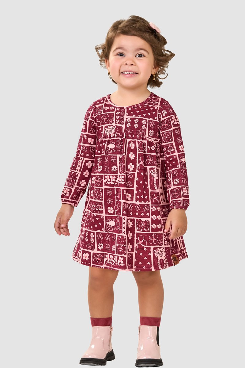 02 vestido manga longa infantil menina em meia malha elian