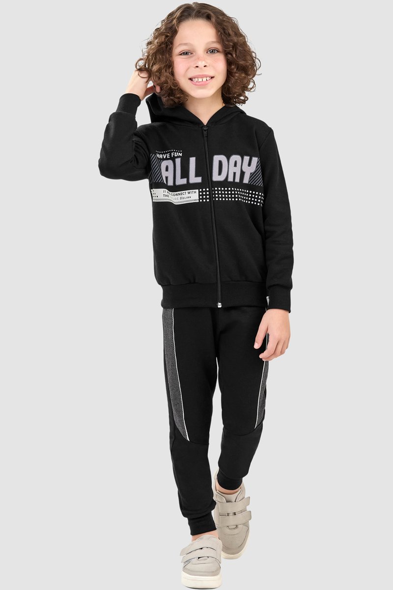 02 conjunto jaqueta com capuz moletom infantil menino elian