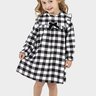 02 vestido manga longa infantil menina em flanela xadrez glinny